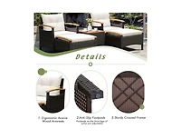 Mondawe 7 Piece Rattan Patio Sofa Set with Acacia Wood Tabletop and Armrests