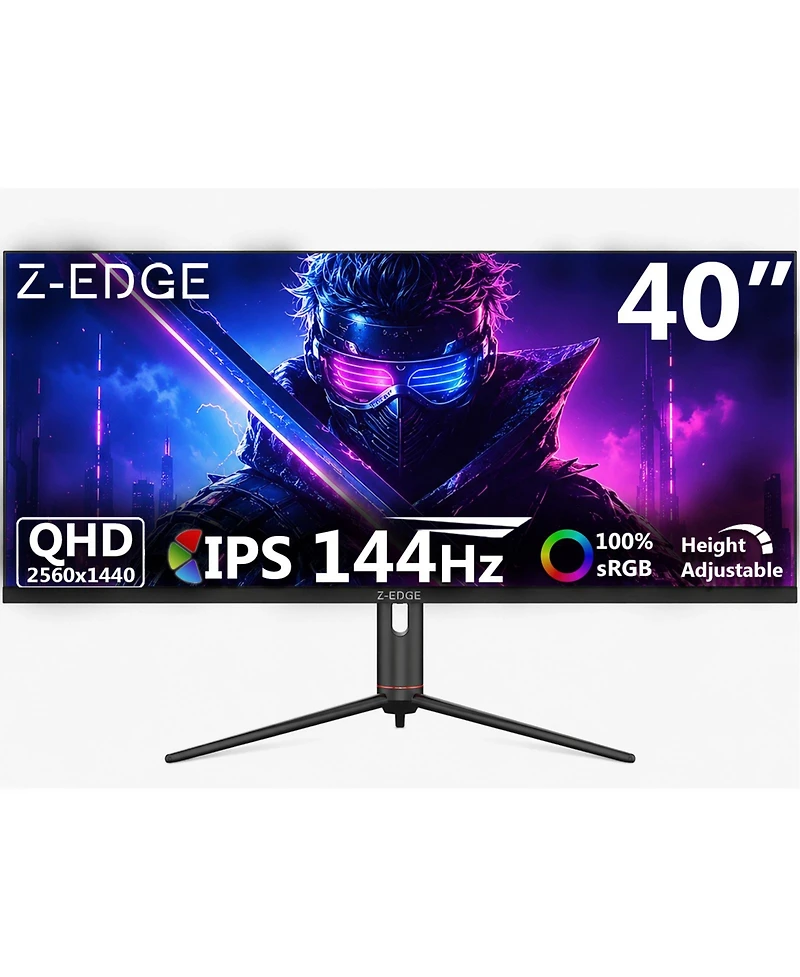 Z-edge UG40S 40" 21:9 Wqhd 3440x1440 144Hz 1ms Ips Gaming Monitor, FreeSync, Height/Tilt/Swivel Adjustable