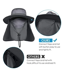 Piscifun Mens Outdoor Sun Hat Wide Brim Upf 50+ Face Neck Flap Fishing Hiking Gardening