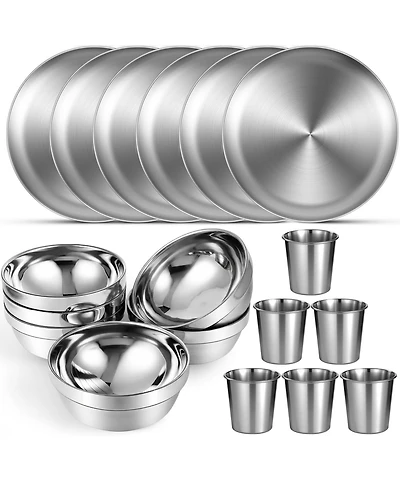 Piscifun Stainless Steel Camping Dinnerware Set Double Walled Insulated