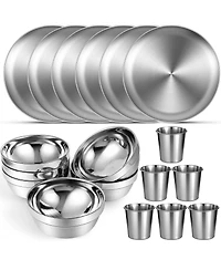 Piscifun Stainless Steel Camping Dinnerware Set Double Walled Insulated
