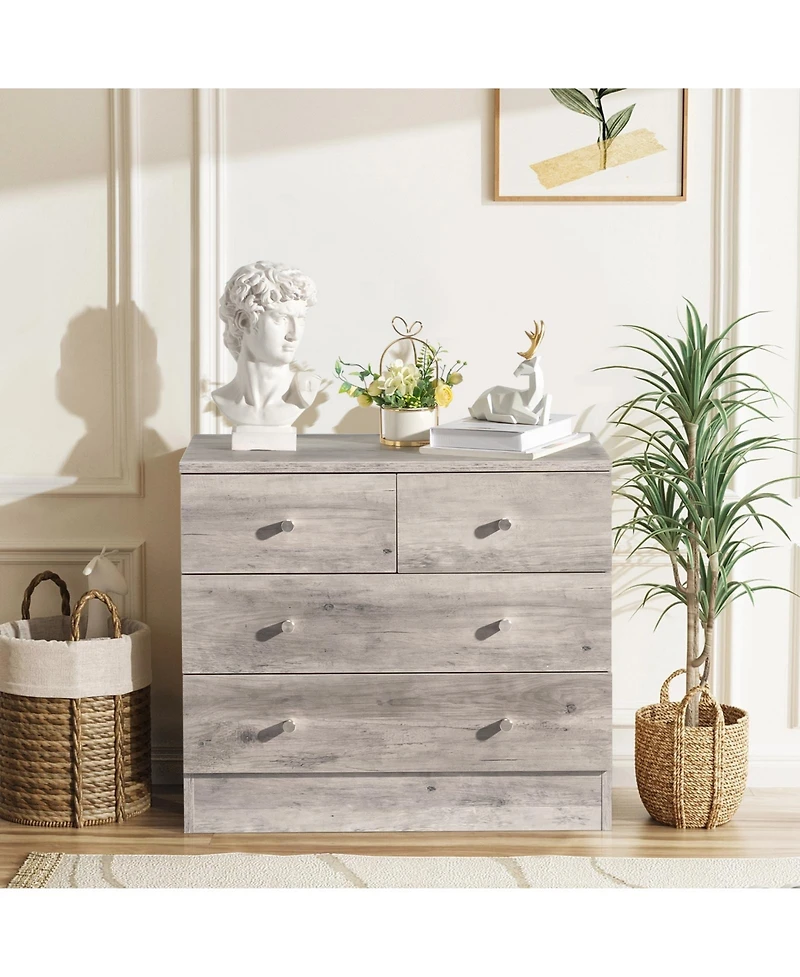Slickblue Grey 4-Drawer Storage Dresser with Modern Simple Design