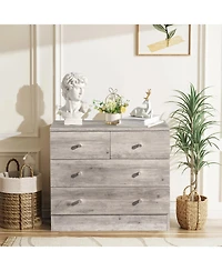 Slickblue Grey 4-Drawer Storage Dresser with Modern Simple Design