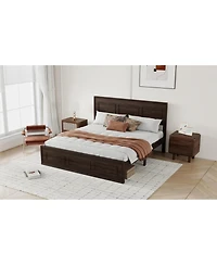 Streamdale Furniture Queen Size Pine Wood Bed with Adjustable Headboard