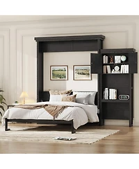 Streamdale Furniture Queen Size Murphy Bed with Shelves and Louvered Style