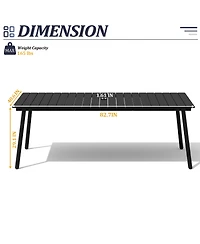 Pellebant Outdoor Rectangle Aluminum Dining Table with Umbrella Hole