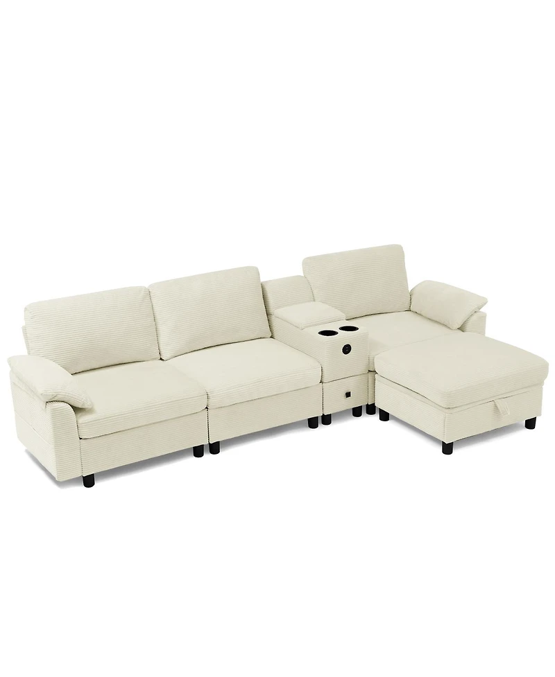 Streamdale Furniture Modern Modular L-Shaped Storage Sectional Sofa
