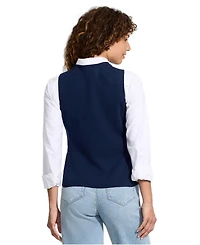 Lands' End Women's Cotton Milano V-neck Vest Sweater