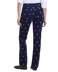 Lands' End Women's Fine Wale Embroidery Corduroy High Rise Straight Leg Pants