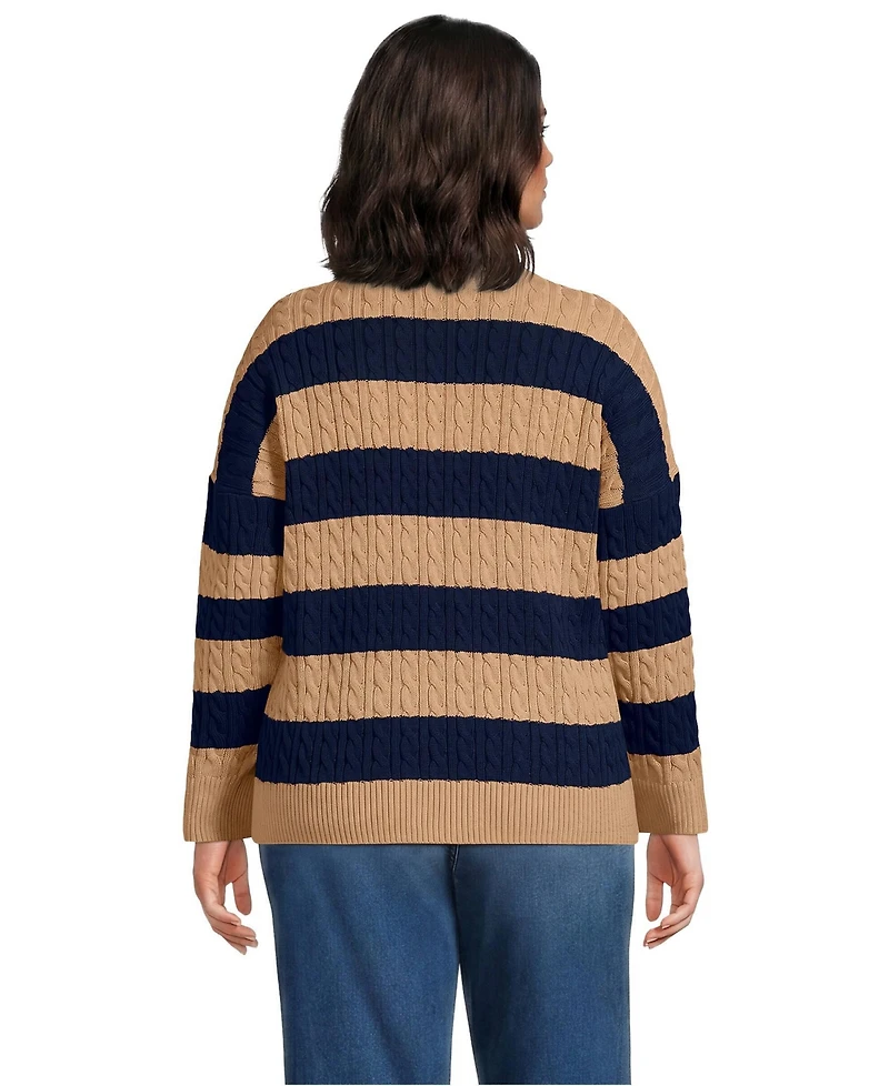 Lands' End Plus Drifter Classic Cable Sweater