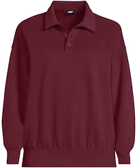 Lands' End Plus Long Sleeve Serious Sweats Polo Collar Sweatshirt