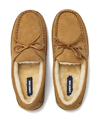 Lands' End Men's Fuzzy Lined Lace Up Moccasin Slippers