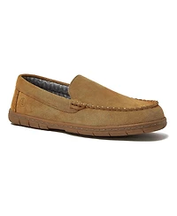 Lands' End Men's Flannel Lined Suede Slip On Moccasin Slippers