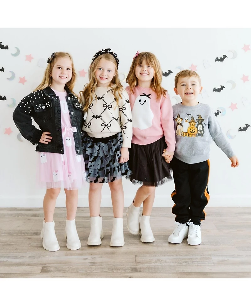 Sweet Wink Little Girls (5-8) Bat Trellis Halloween Sweater