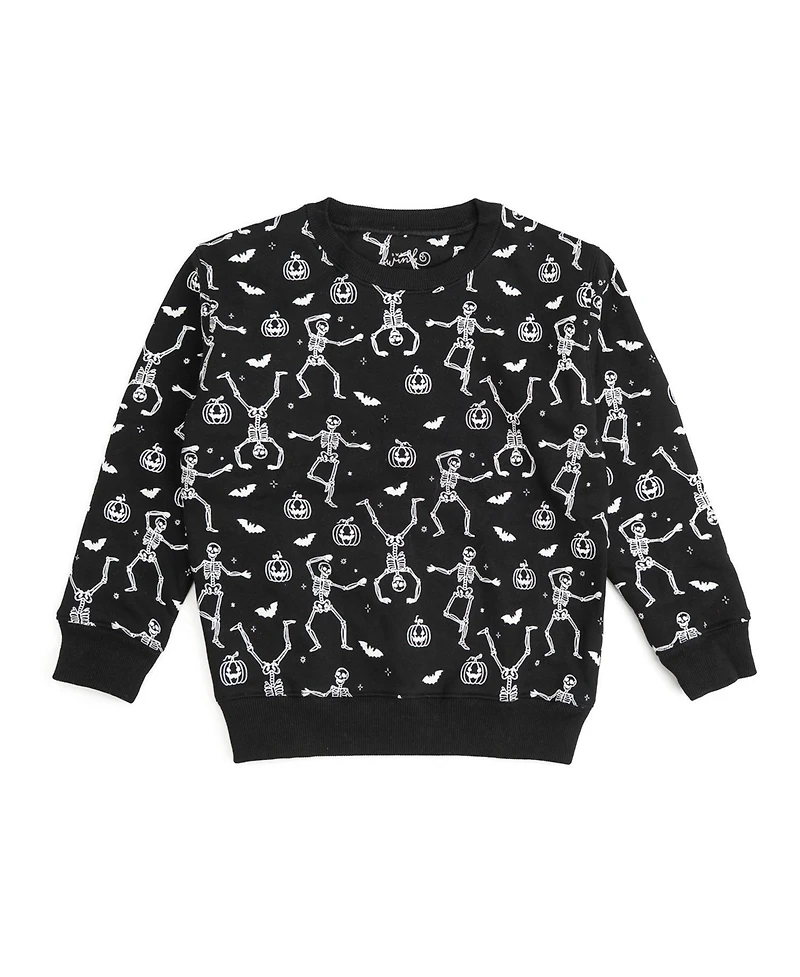 Sweet Wink Big Boys 10-12 Glow The Dark Silly Skelly Halloween Sweatshirt