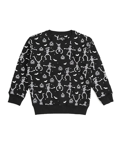 Sweet Wink Big Boys 10-12 Glow The Dark Silly Skelly Halloween Sweatshirt