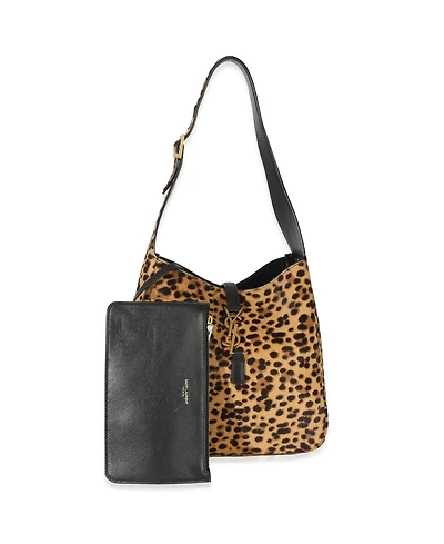 Pre-Owned Saint Laurent Brown Pony Hair Nappa Leopard Print Small Le 5 A 7 Soft Hobo