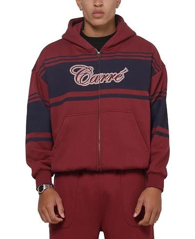 Carre Men's Varsity Stripe Oversized Full Zip Hoodie