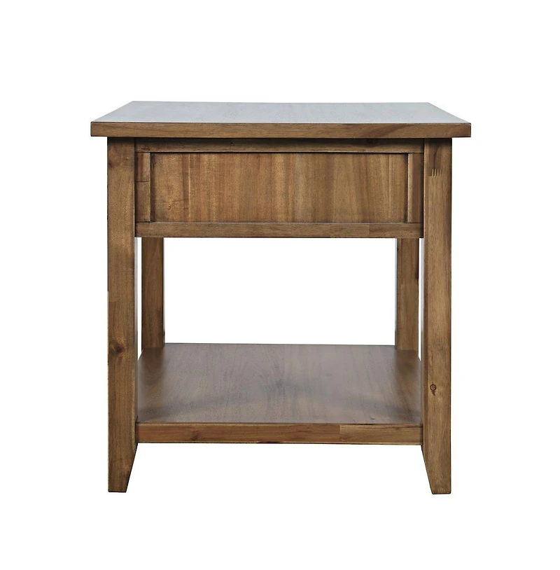 Jofran Claremont Transitional Rustic Wood Square End Table with Storage