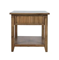 Jofran Claremont Transitional Rustic Wood Square End Table with Storage