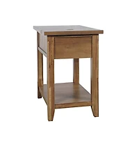 Jofran Claremont Transitional Rustic Wood Usb Charging End Table with Storage