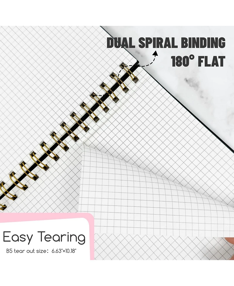 Danrong B5 Spiral Notebook Hardcover 100gsm College Ruled Thick Paper 160 Pages For School Office Note Taking