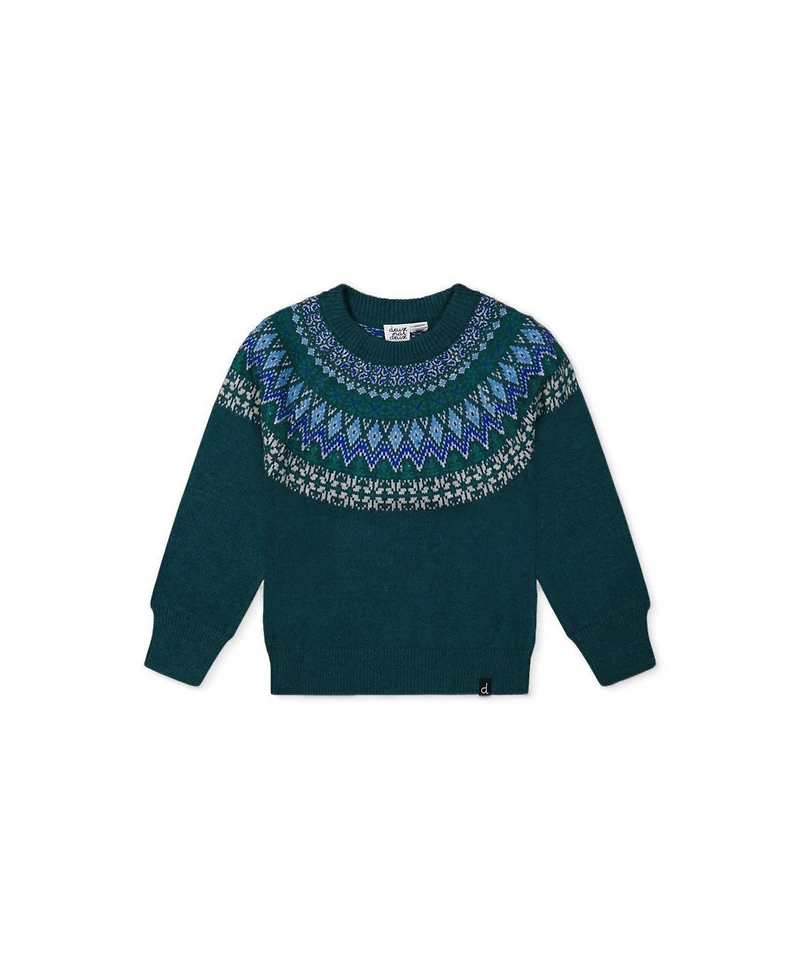 Deux par Deux Boys' 4-20 Apres-Ski Fair Isle Raglan Sweater