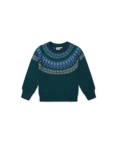 Deux par Deux Boys' 4-20 Apres-Ski Fair Isle Raglan Sweater