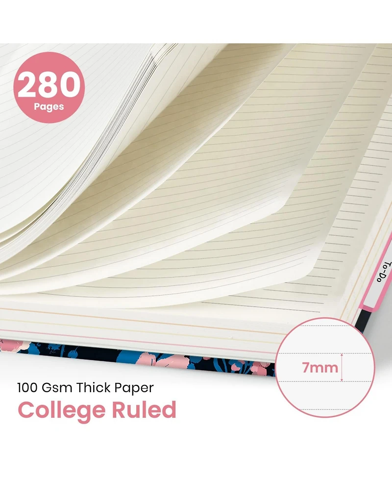 Danrong Twilight Bloom 5 Subject Spiral Notebook College Ruled Hardcover Journal For Work Study Organization