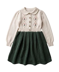 Hope & Henry Toddler Girls and Girls'(2T-5T)Organic Button Front Collared Sweater Dress