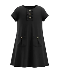 Hope & Henry Girls' 4-16 Short-Sleeve A-Line Ruffle-Placket Dress