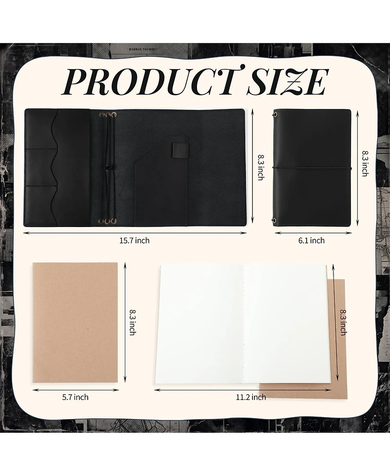 Danrong Genuine Leather Refillable Travel Journal Notebook With Card Slots Pen Holder