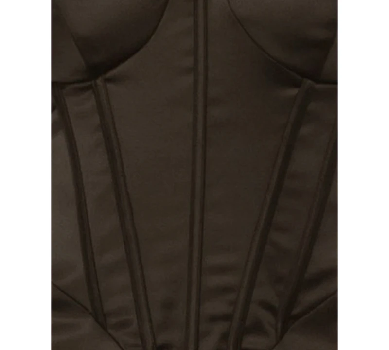 Alex & Sophia Women's Off-the-Shoulder Satin Corset-Style Midi Dress