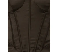 Alex & Sophia Women's Off-the-Shoulder Satin Corset-Style Midi Dress