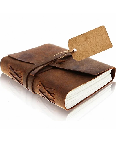 Danrong Full Grain Buffalo Leather Embossed Tree Of Life Lined Notebook Handstitched Binding - x