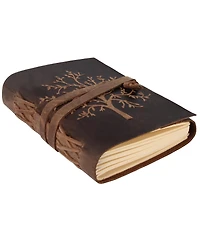 Danrong Full Grain Buffalo Leather Embossed Tree Of Life Lined Notebook Handstitched Binding - x