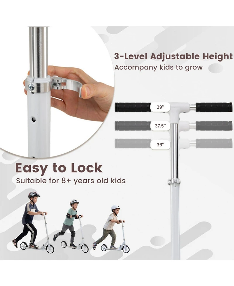 Sugift Folding Aluminum Kick Scooter with Adjustable Height, 220 lb Capacity, Ages 8+