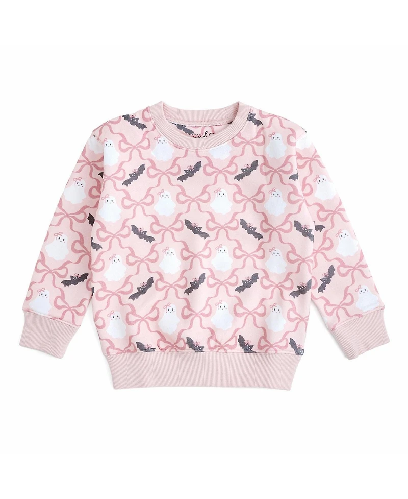 Sweet Wink Little Girls ( 5 to 8 ) Bat And Ghost Trellis Halloween Sweatshirt
