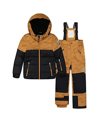 Deux par Deux Toddler Boys' 2T-5T Play Hooded Long-Sleeve Jacket and Snow Pants, 2-Piece Set