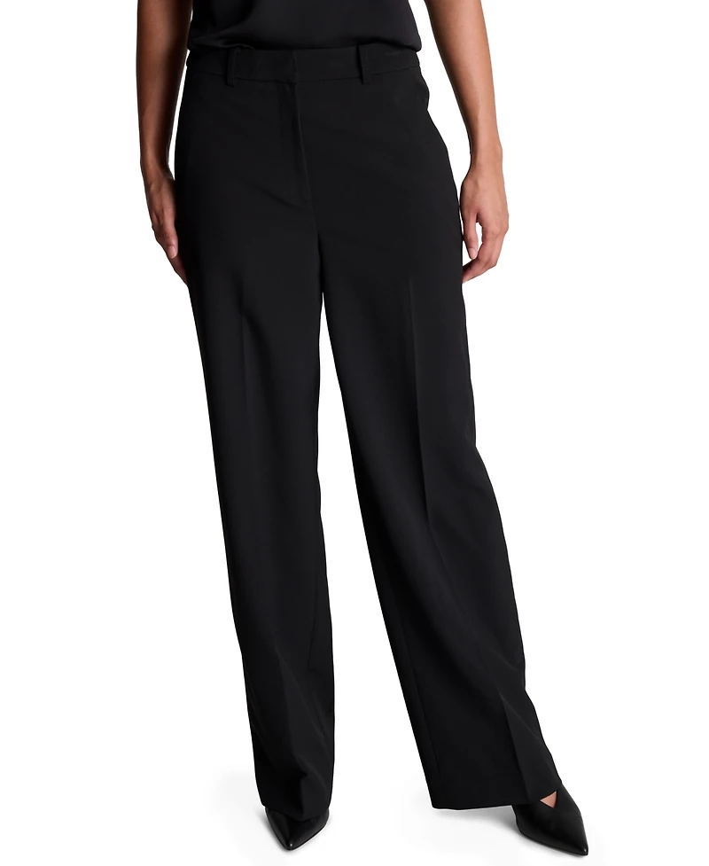 Kenneth Cole Women's Luxe Stretch Twill High Rise Wide-Leg Pants