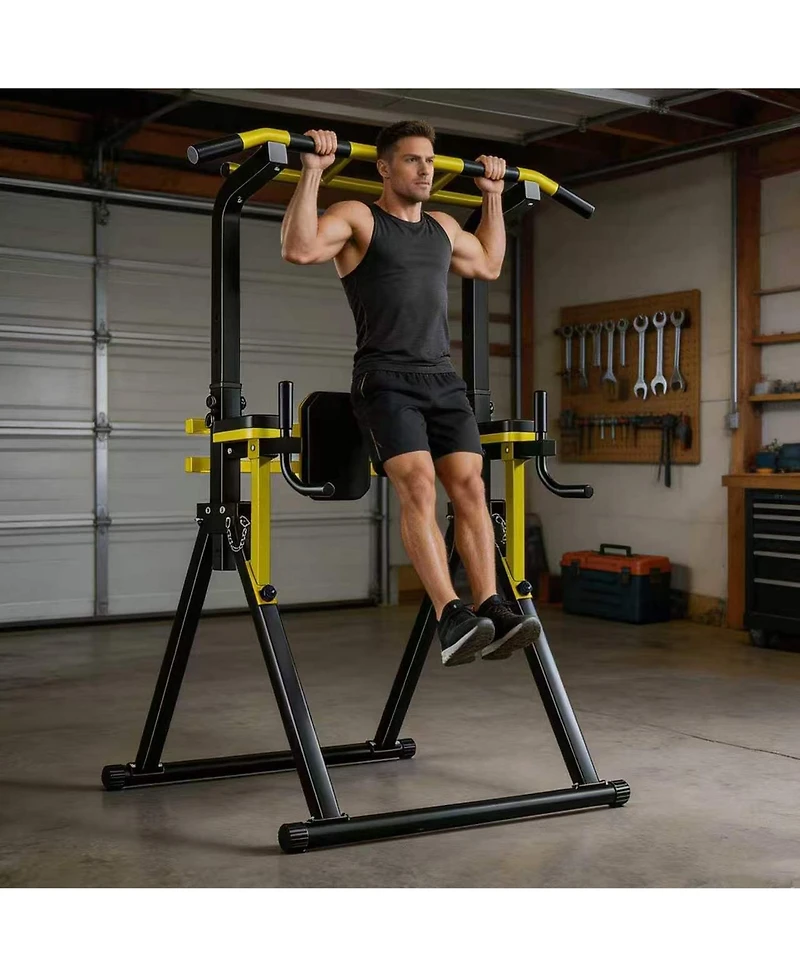 Zeny 10 Level Height Adjustable Foldable Power Tower 440 Lbs Heavy Duty Home Strength Training Station