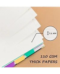 Danrong Hardcover Spiral Notebook College Ruled Lined Paper Thick Pages Elastic Closure Pocket Index Tabs