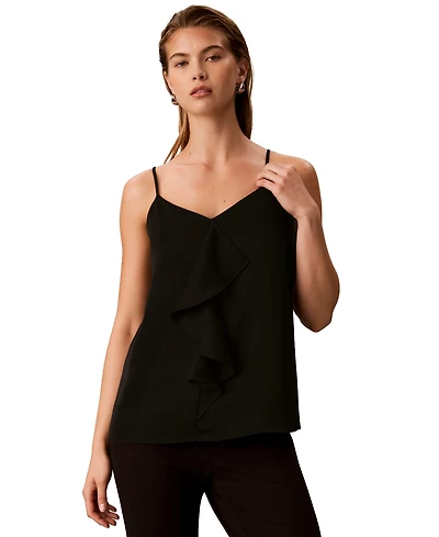 Calvin Klein Women's Flutter Ruffle Front Satin V-Neck Camisole