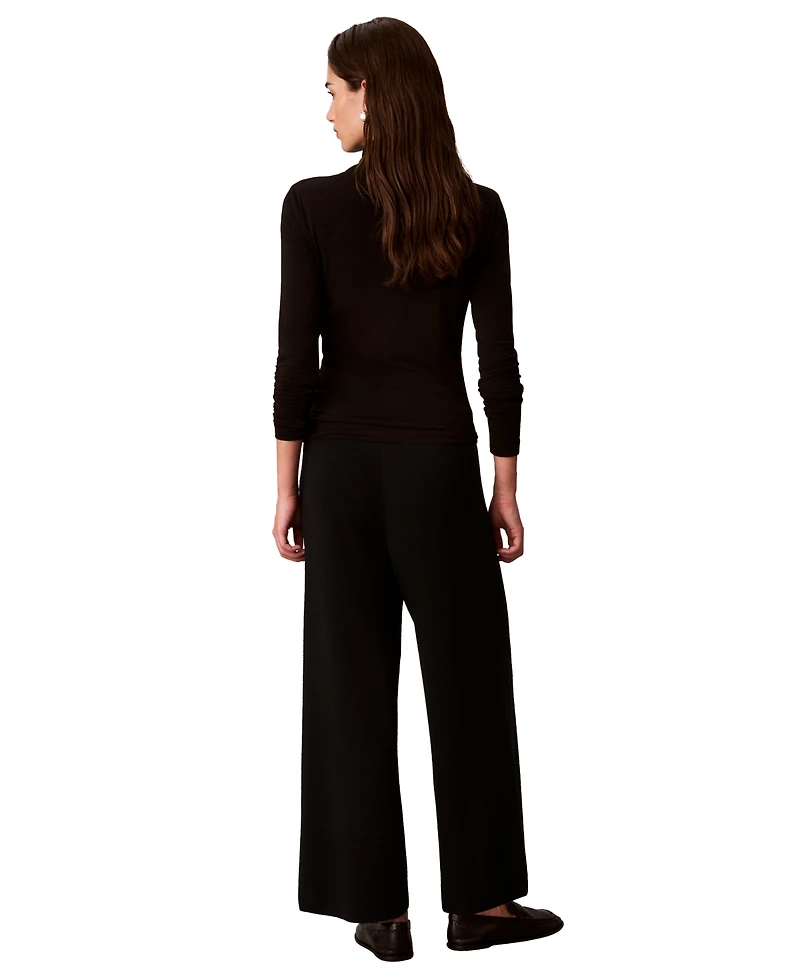 Calvin Klein Women's Pull-On High-Rise Wide-Leg Sweater Pants