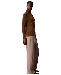 Calvin Klein Women's Lux Cable Knit Wool-Blend Turtleneck