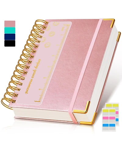 Danrong Spiral Notebook Hardcover Leather Lined Journals Thick Paper College Ruled With Closure Pocket