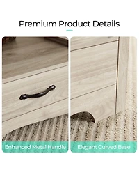 gaomon Farmhouse Coffee Table with 2 Drawers and Open Shelf Storage, Wood Rectangular Center for Living Room