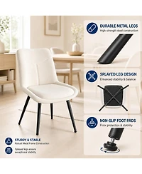 Gaomon Upholstered Dining Chairs Set of 2, Padded Armless Kitchen Side Chairs with Metal Legs, Ergonomic Backrest