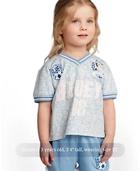 Bluey Toddler Girls' 2T-5T Athletic V-Neck Retro Jersey Top and Shorts, 2-Piece Set