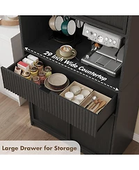 Gaomon Kitchen Pantry Cabinet, 70" Tall Storage Cupboard with Microwave Countertop, Drawer and Adjustable Shelves for Dining Room